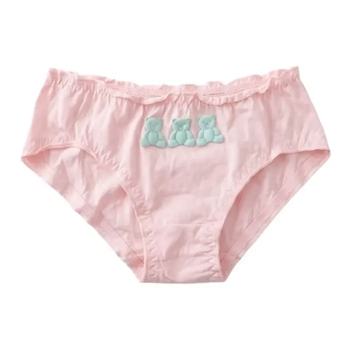 Culottes en coton confortables pour femmes, style dessin animé 3 ours, taille basse, à volants migno