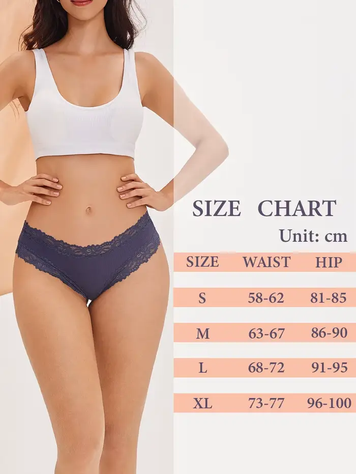 Dámske bavlnené nohavičky Sexy čipka kvetinová spodná bielizeň priedušné dievčatá rebrované nízky pás slipy pohodlné Bikini jednofarebné