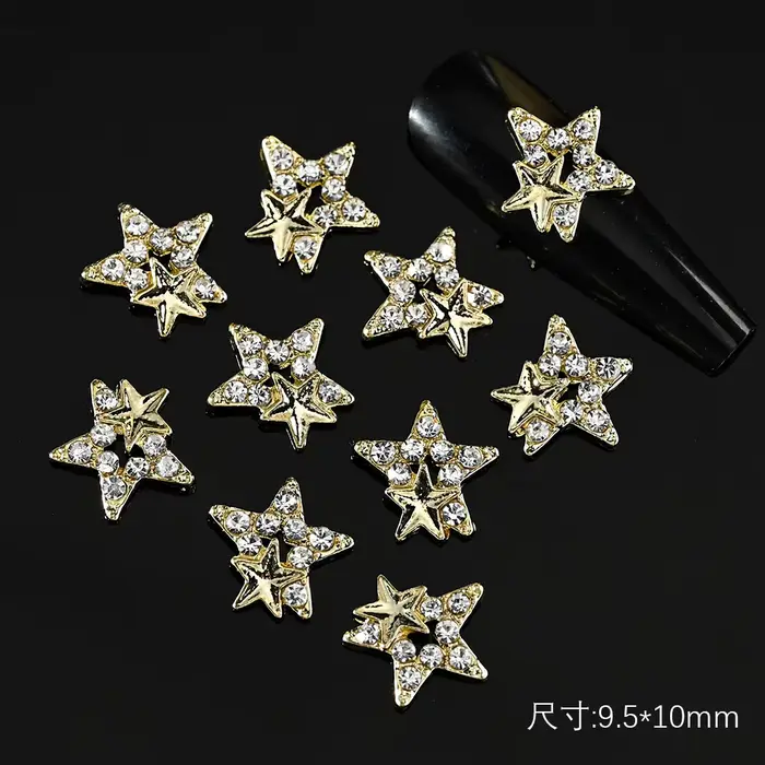10 kusov 3D strieborný pentagram hviezda Nail Art zliatina kamienky luxusné kovové hviezdicové prívesky na nechty šperky drahokam manikúra