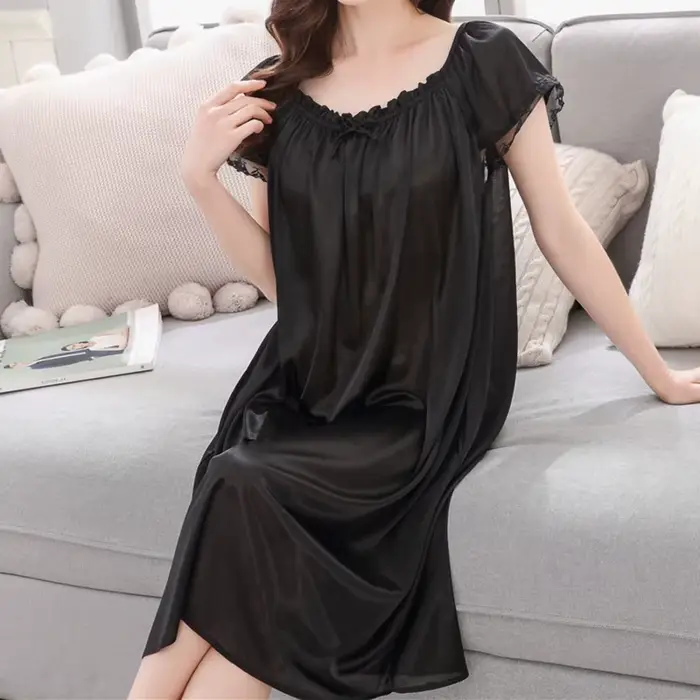 Štýlový V-neck dlhé nočné oblečenie Set pre ženy letné čipky polyesterové stredné šortky
