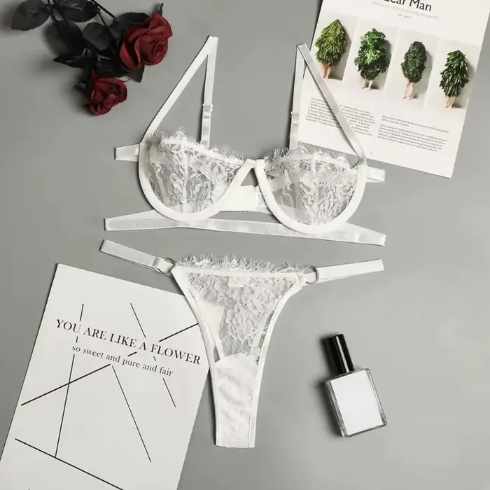 Sexy spodná bielizeň set pre ženy, priehľadná čipka spodná bielizeň, rozprávková výšivka, jemná podprsenka set, push-up podprsenka, tenké nohavičky sety, podprsenka