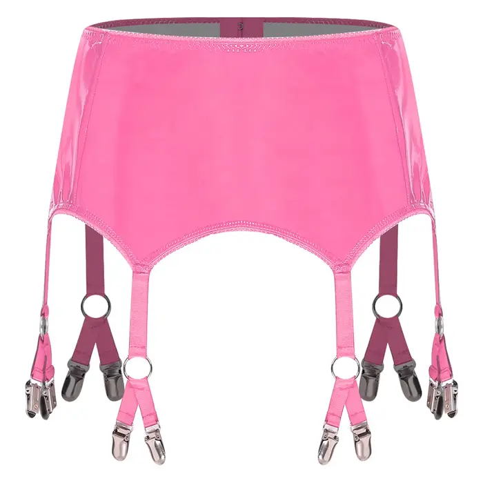Lesklý PU podväzkový pás pre ženy, vlhký vzhľad, clubwear, punk, gothic, popruhy s kovovými sponami, odvážny a elegantný spodná bielizeň pre romantické večery