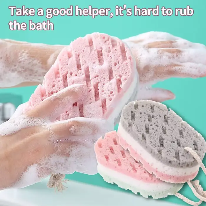 Kúpeľová hubka v tvare gule, 2 kusy, masážna kefa na celotelovú exfoliáciu, masážna kefa, hubová kefa, kúpeľňové doplnky