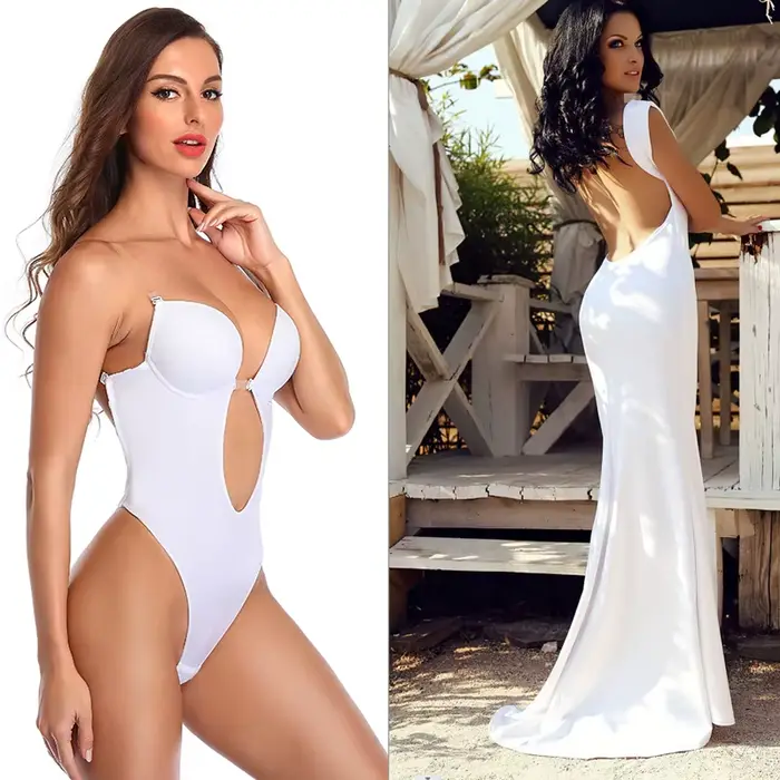 Nylon a elastan backless body s integrovanou podprsenkou pre ženy bezšvíkové opláštenie podporný model pre podporu tela a pasu zjemnenie špeciálne príležitosti a denne