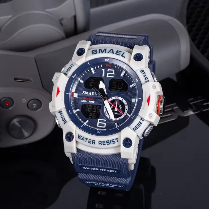 SMAEL-Montre-bracelet de sport militaire pour homme, chronomètre d'alarme, rétroéclairage numérique 