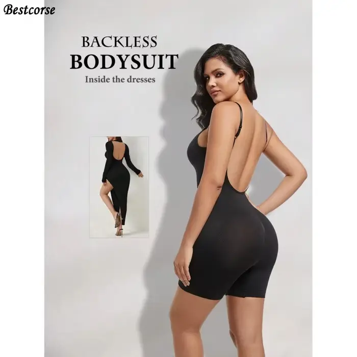Body de maintien en polyamide et élastane pour femmes, design dévoilant le dos, coupes ajustées et confortables, pour les occasions spéciales et les cadeaux d'anniversaire