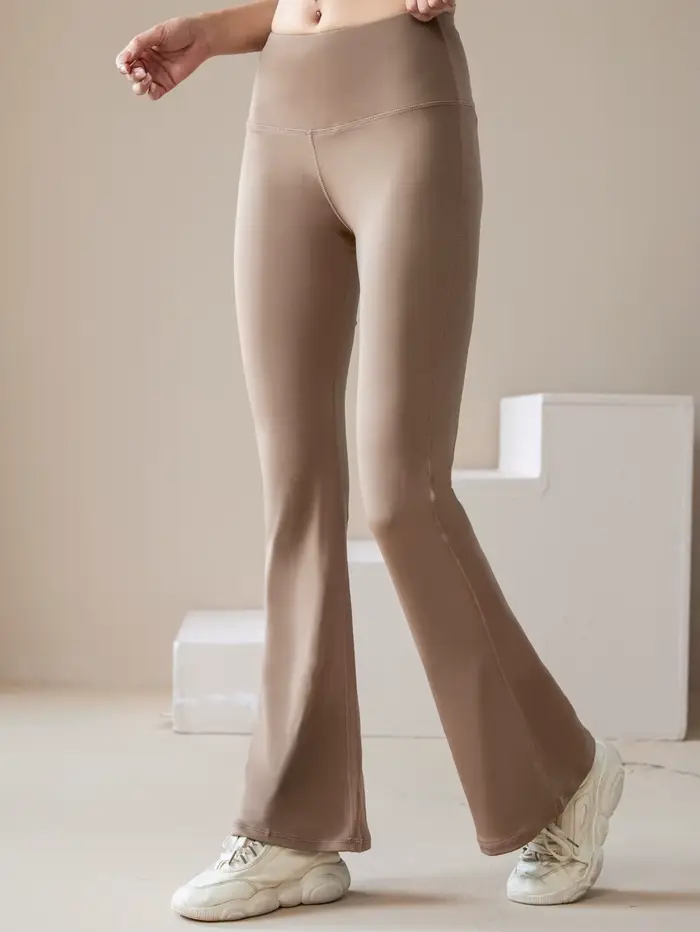 Pantalon de yoga taille haute à jambes larges pour femme, leggings de sport évasés, pantalon de cour
