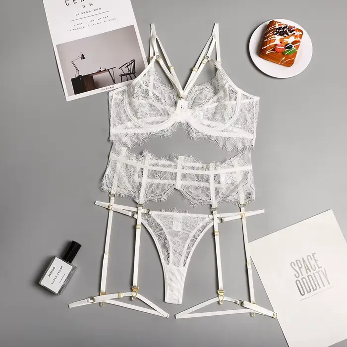 Sexy Dámske spodná bielizeň Set v polyestere s čipkou pre ženy Špeciálne príležitosti Nočná elegancia