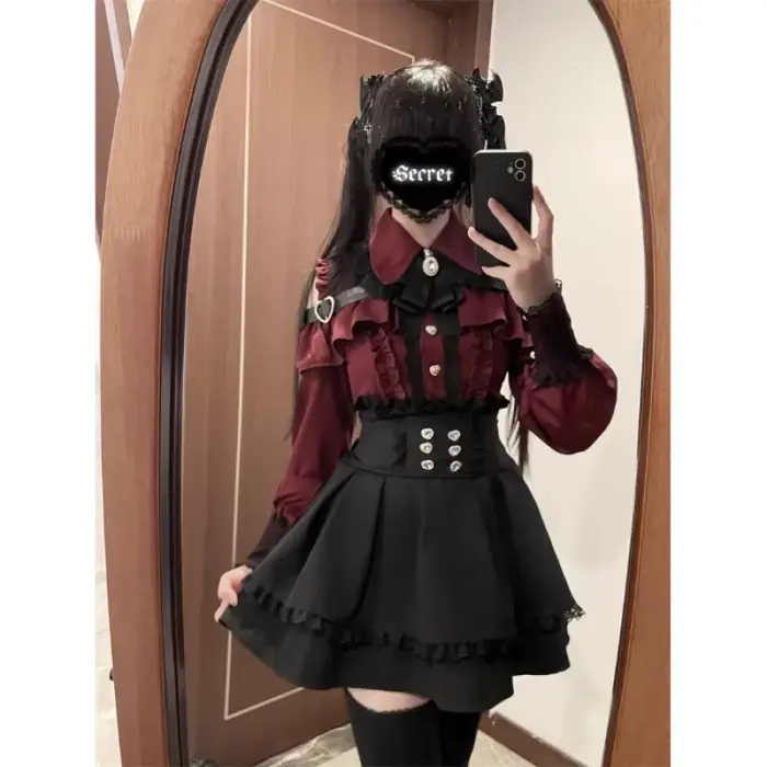 High-end skladaný polyesterový set s lukom a čipkou pre štýl Lolita a kráľovskú sestru, ideálny pre festivaly a obrady