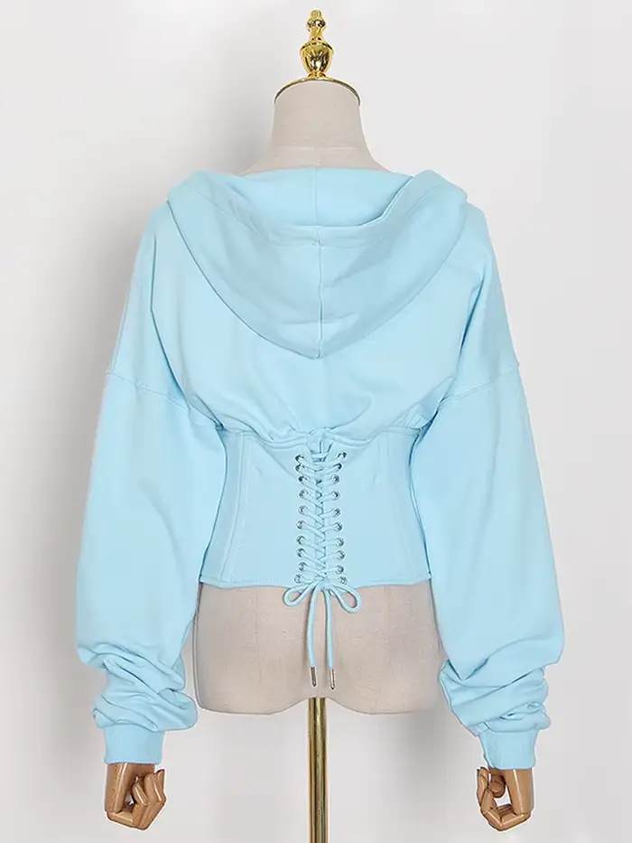 TWOTWurea YLE-Sweat-shirt à Capuche et Manches sulfpour Femme, Couleur Unie, Style Coréen, Simple Bo