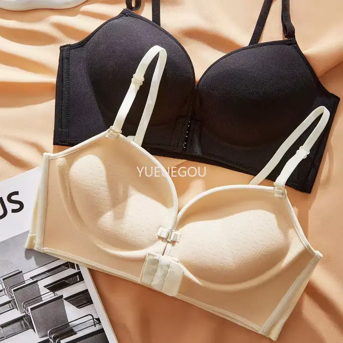 Push-up podprsenka s extrémnym predným uzáverom 10 cm pre malé prsia, ultra hrubé polstrovanie, plisovaný golier, sexy spodná bielizeň s ponorným výstrihom, bez chrbta, bez ramienok, vertikálny výťah