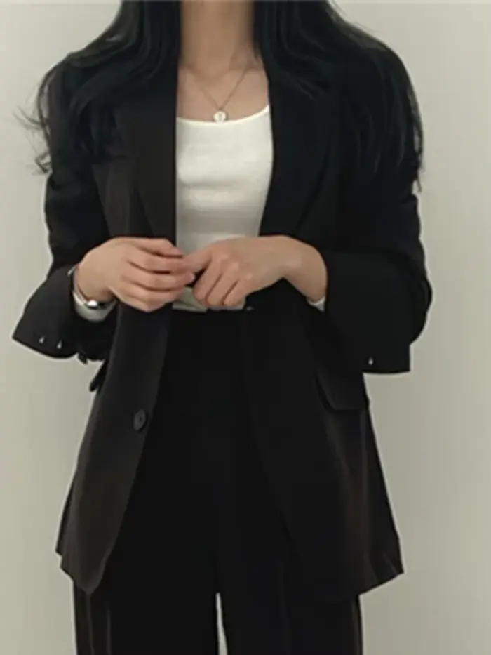 Dámske elastan Polyester sako a nohavice Set, Stredná veľkosť, rebrovaný golier sako, široké nohavice nohavice, moderné fit, jarné letné obdobie, profesionálne príležitosti