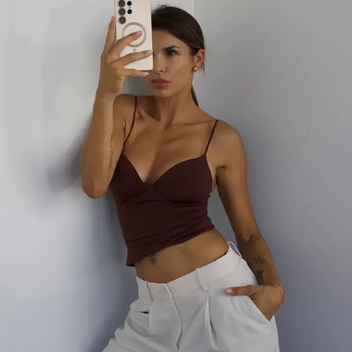Dámske MUJER sexy polyester camisier, krátke prsia, klubový štýl, leto, špeciálne príležitosti