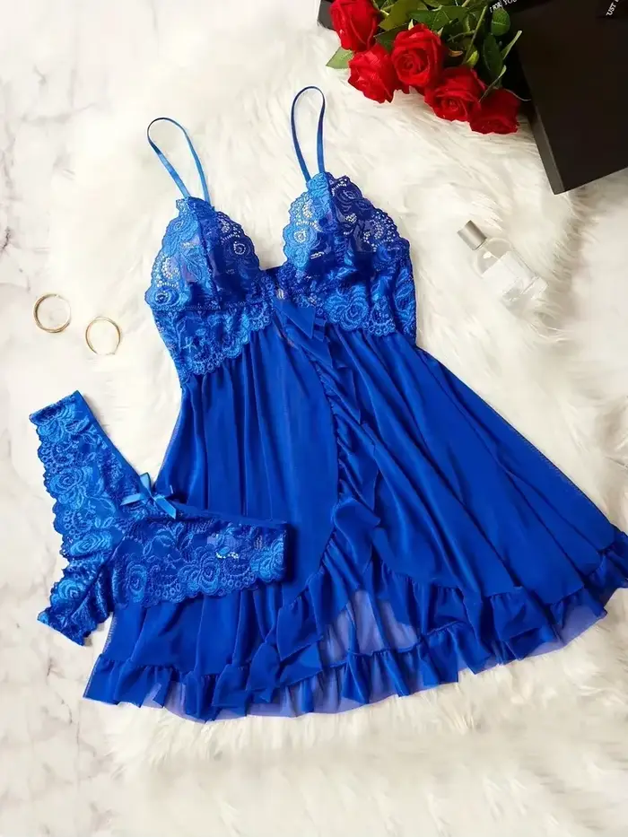 Dámske sexy nočná košeľa čipka košeľa košele nočná košeľa pevné štíhle mäkké šaty V-neck plné sklzu nočné košele a šaty