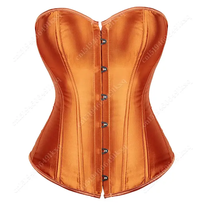 Corset Satin Orangé Élégant pour Femmes Occasions Spéciales Bustier Sexy Mode Audacieuse Halloween Cosplay Costume Fête de Naissance