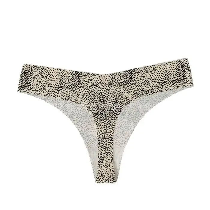 Tanga z polyesteru a elastanu s leopardím vzorom pre ženy, nízky pás, neviditeľný a pohodlný pre mladé ženy