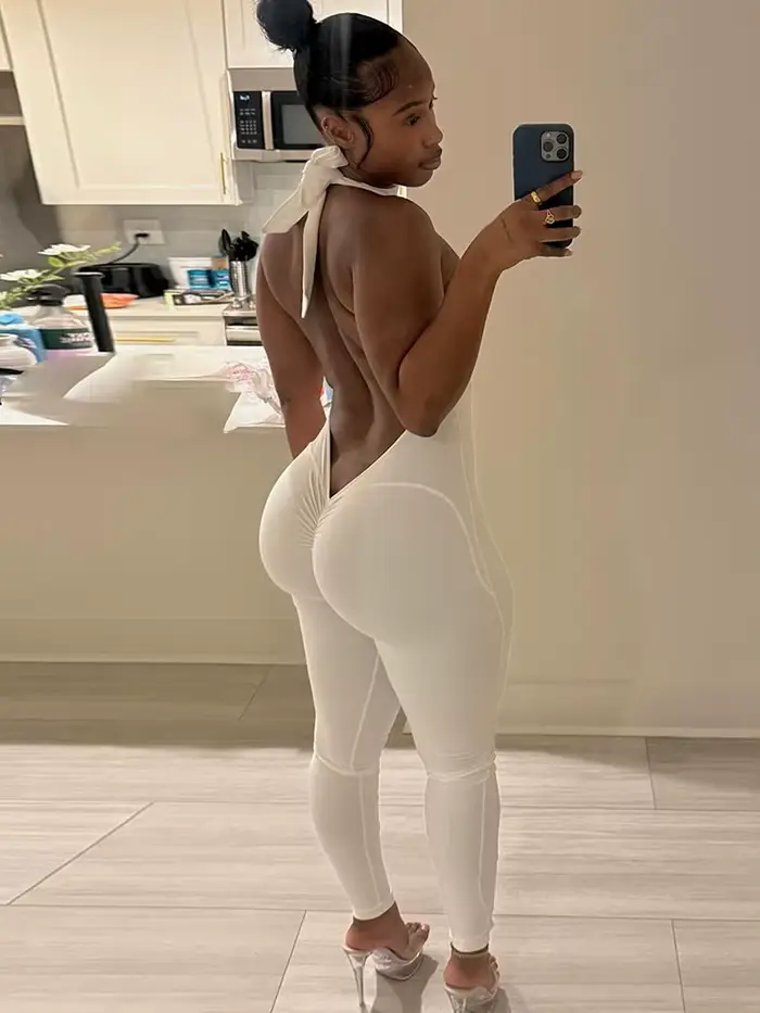 Sisterlinda Y2K Sexy broskyňový zadok body pre ženy s odhaleným chrbtom