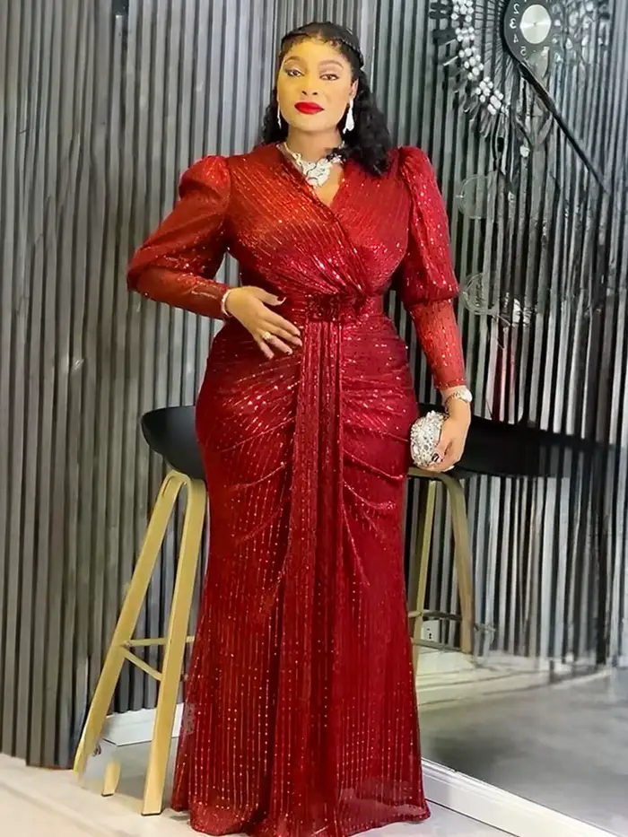 Elegantné dlhé šaty s dlhými rukávmi pre ženy