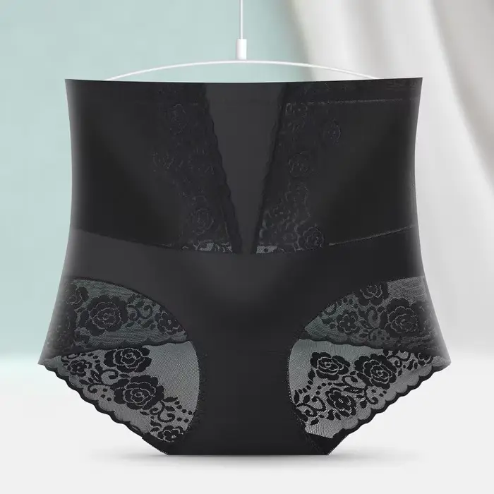 Culotte en dentelle brodée de fleurs pour femmes, culotte sexy, taille haute, lève-fesses, slip sant