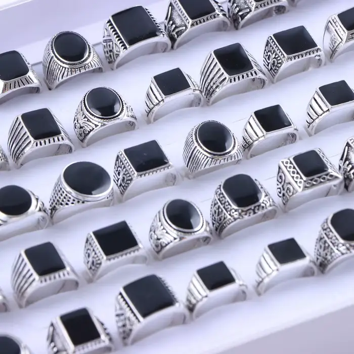 Bagues carrées rétro Punk gothique en émail goutte d'huile pour hommes et femmes, accessoires de bij