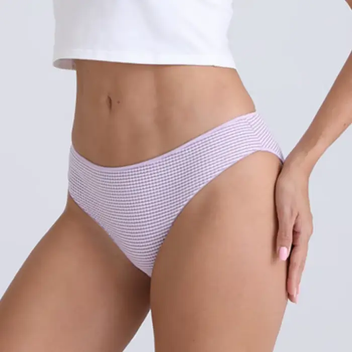 Culotte Respirante à l'Entrejambe pour Femme, Sous-Vêtement Chaud, Sexy, Sans Couture, Rayé, Taille Basse, Lingerie d'Hiver