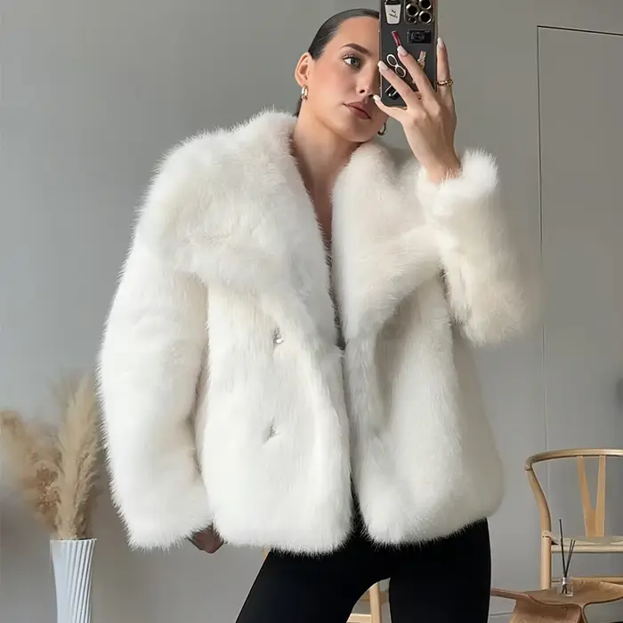 MUJER fausse fourrure manteau poilu femme chaud hiver manteau moelleux femmes nouvelles vestes en pe