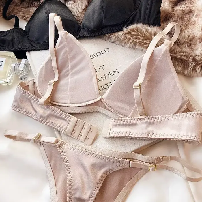 Podprsenka French Triangle pre ženy, Sexy top, Anti-sagging podprsenka, bezšvové mäkké nohavičky, pohodlná tkanina bez oceľových krúžkov, sada podprseniek