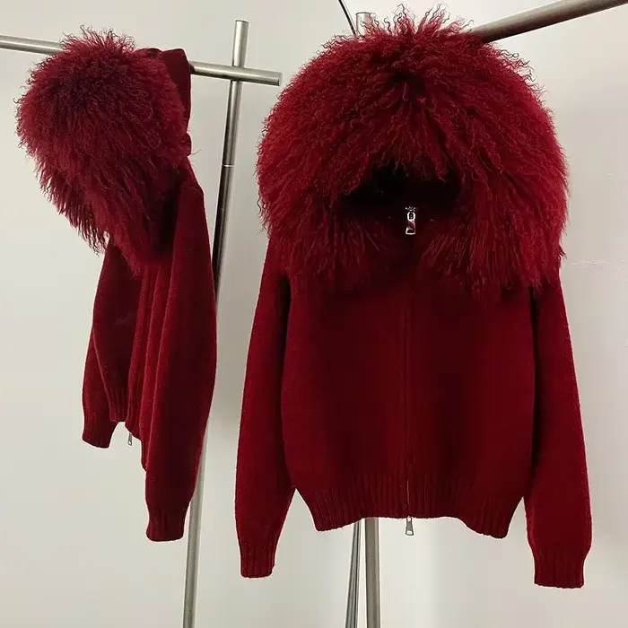 Manteau femmes Cardigan manteau de fourrure de renard naturel femmes réel fourrure mongole tricots f