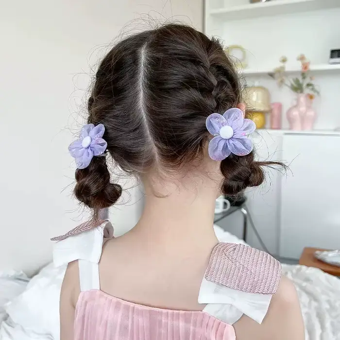 Lot de 10 élastiques à cheveux en maille à fleurs pour enfants, avec une bonne élasticité, bandeau p