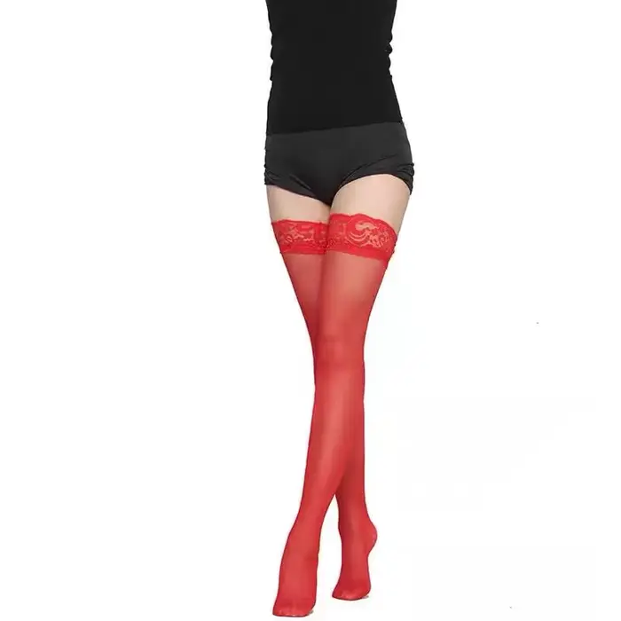 Bas en dentelle en nylon mince pour femmes, longueur 78cm, bas au-dessus du genou, design élégant et féminité sophistiquée pour occasions spéciales