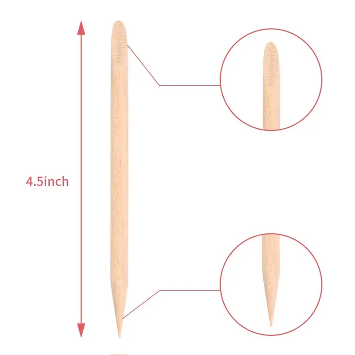 Bâtonnets en bois Orange pour ongles, 100/500 pièces, Double tête, poussoir à cuticules, dissolvant 