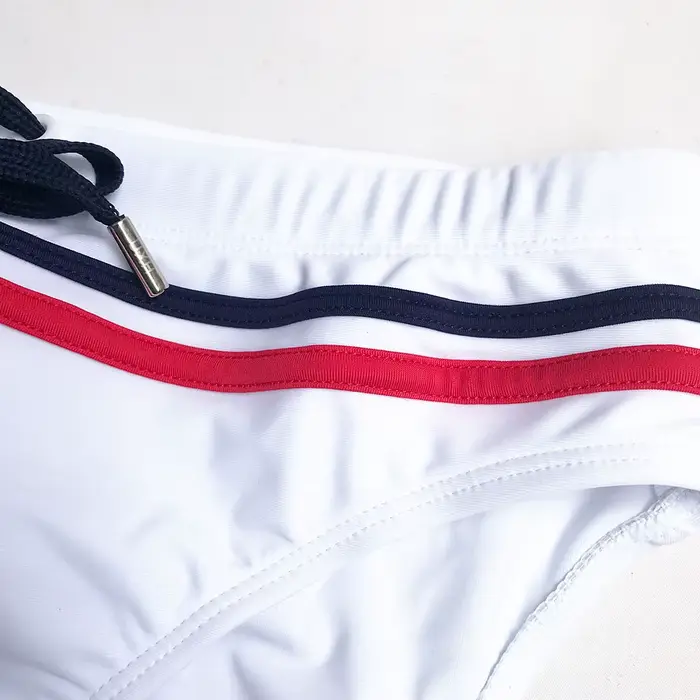 Pánske plavky značky - pruhované patchwork nízke pásové letné sexy plavkové šortky