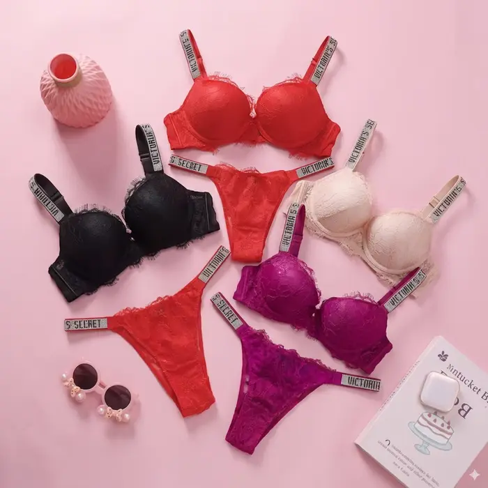 Dámska podprsenka a nohavičky Victoria's Secret, materiál polyester a nylon, každodenný štýl, bezšvový dizajn, maximálny komfort