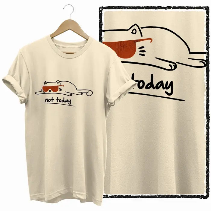 COOLMIND BEIGE chat imprimé graphique exclusif 100% coton femmes t-shirt grande taille coton ample c