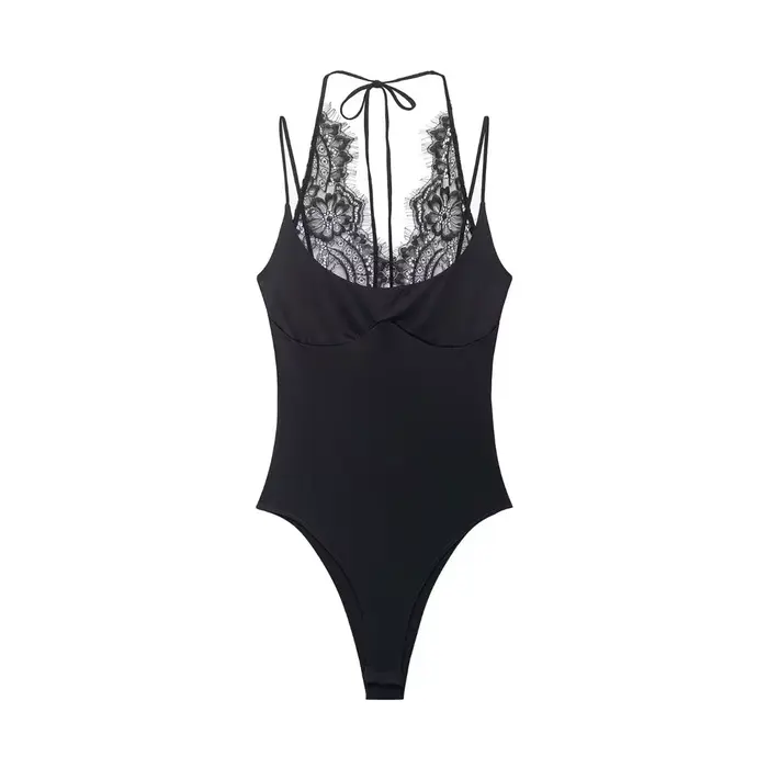 Combinaison sexy en dentelle pour femme HH Summer, col en V, sans manches, bretelles spaghetti, patc