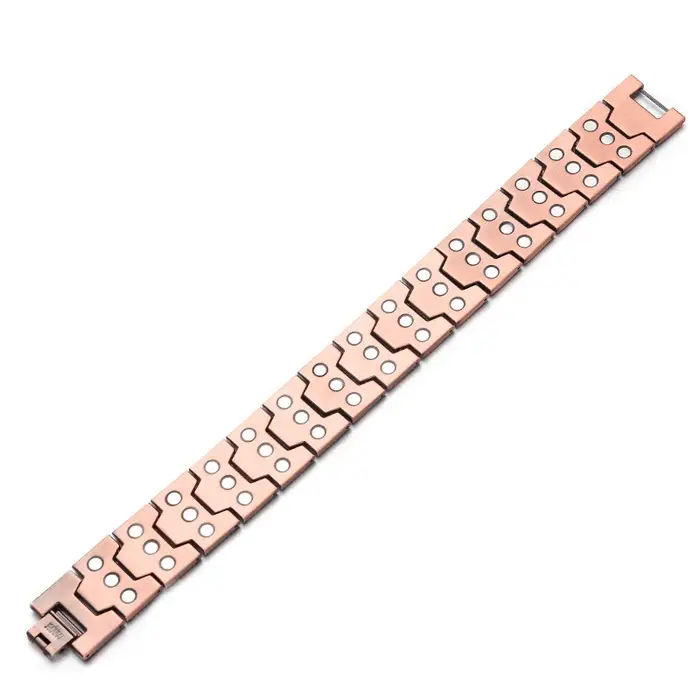 ARADOO Bracelet en cuivre pur pour hommes 3500 Gauss 3X Bracelets à maillons de thérapie magnétique 
