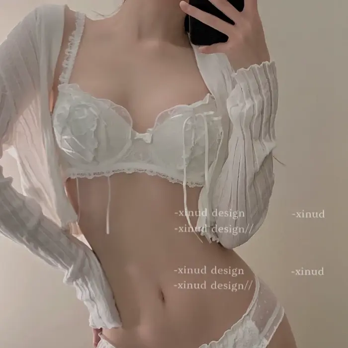 Sexy čipkovaný set spodnej bielizne s pohodlnou podprsenkou bez drôtikov
