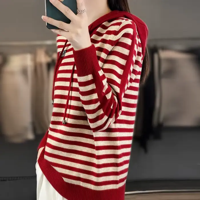 Hiver Pure laine mode doux pull automne femme nouvelles femmes à capuche col bande pull cachemire am