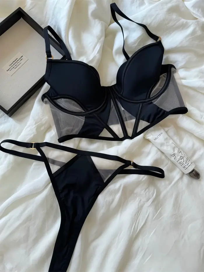 Ensemble de lingerie féminine sexy avec soutien-gorge push-up et culotte en soie et élasthanne pour femmes grandes occasions spéciales