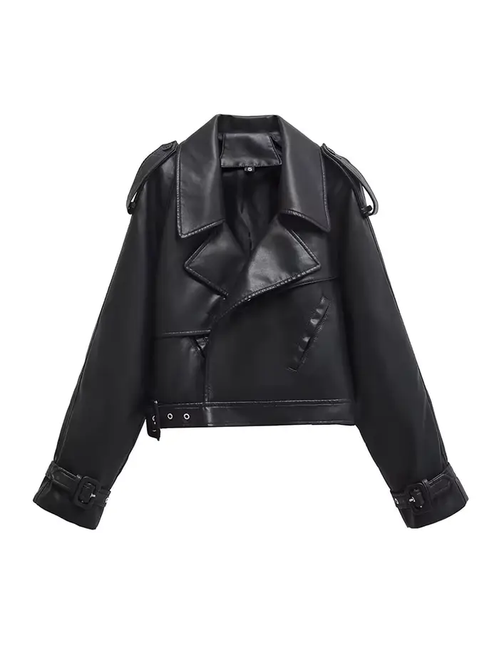 BBWM Umelá koža Bomber bunda pre ženy módna skrátená dámska streetwear vonkajšia