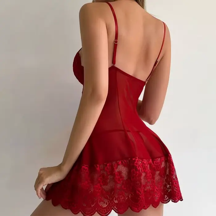 Dámske sexy čipky spodná bielizeň Set, nočná košeľa krátke, priehľadné spodné prádlo, bez ramienok Bodycon šaty, nočné oblečenie pre špeciálne príležitosti