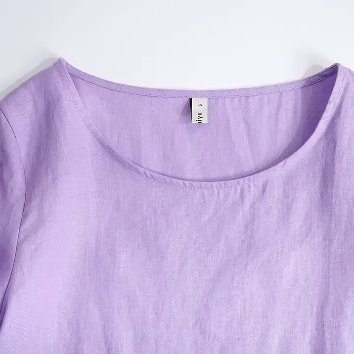 T-shirt Volné 100 Lin Harajuku Style Asymétrique Décontracté Femme Occasions Spéciales