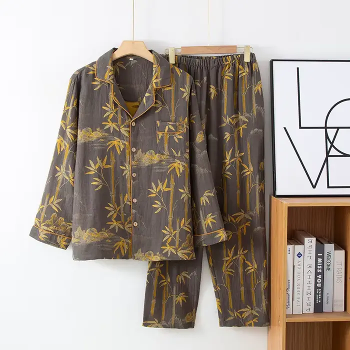Pyjama féminin en coton doux style basique deux-pièces pour nuits de printemps et soirées tranquilles occasions spéciales