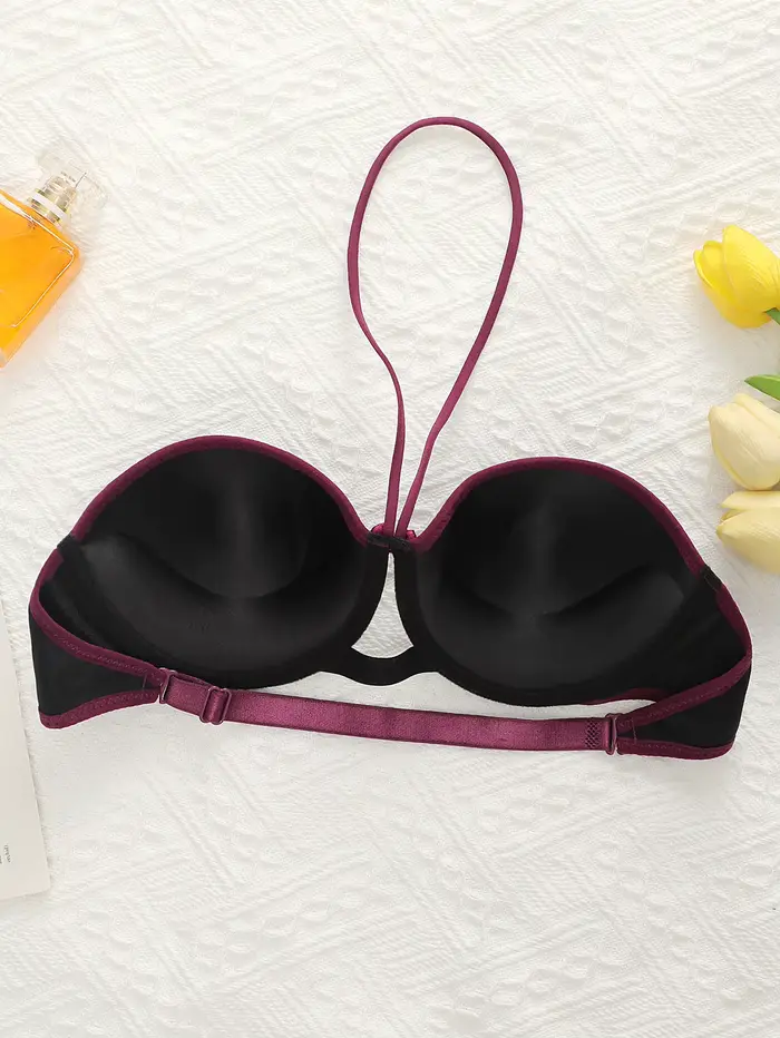 Dámske sexy motýľ vyšívané krku visí podprsenka s oceľovým krúžkom zhromažďovanie pohodlné push up namontované podprsenka A2181