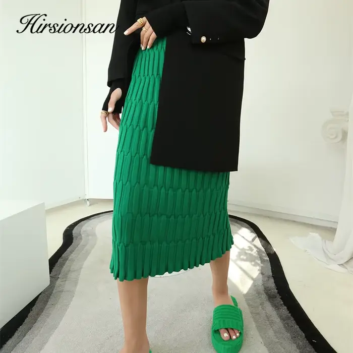 Hirsionsan-Jupe droite élastique solide pour femme, Streetwear vintage, All-Match, Amincissant, Chau