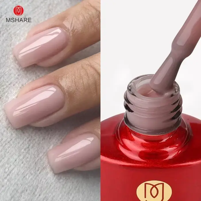 MSHARE Gumený základný gél v mliečno-ružovej farbe Camouflage farba kabát namáčacie nechty Gélové laky 10ml UV LED