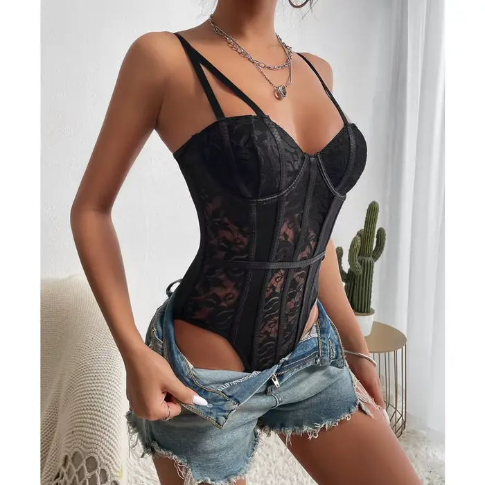Sexy Bodywear pre ženy Nová kolekcia Leto 2025 Polyester Elastan Cut Near Body Špeciálne príležitosti Všestranné