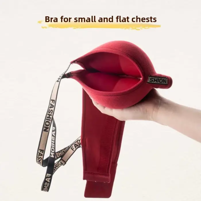 Hladká červená polyesterová push-up podprsenka pre malé prsia - A / B Beanie - Nastaviteľné popruhy - Sexy štýl - Špeciálne príležitosti