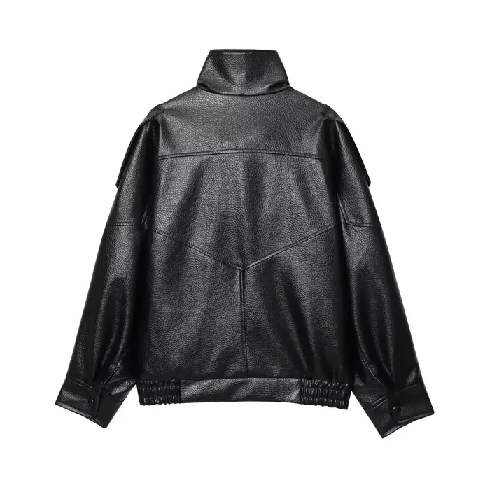 TFMLN – vestes Chic en Faux cuir noir pour femme, manteaux surdimensionnés élastiques à manches long