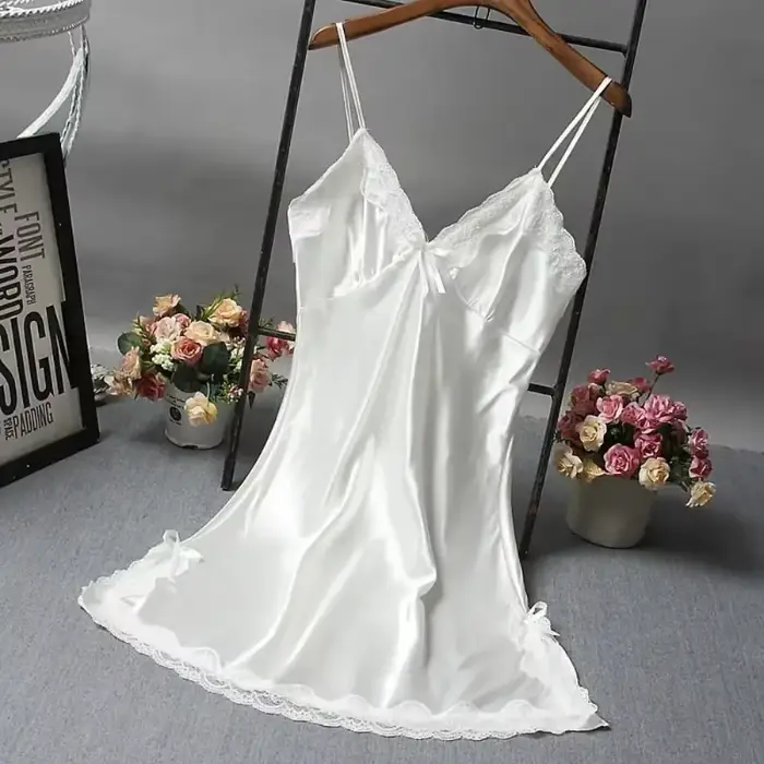 Sexy čipkovaná patchworková camisola lingerie nočná košeľa svadobné šaty nočné oblečenie